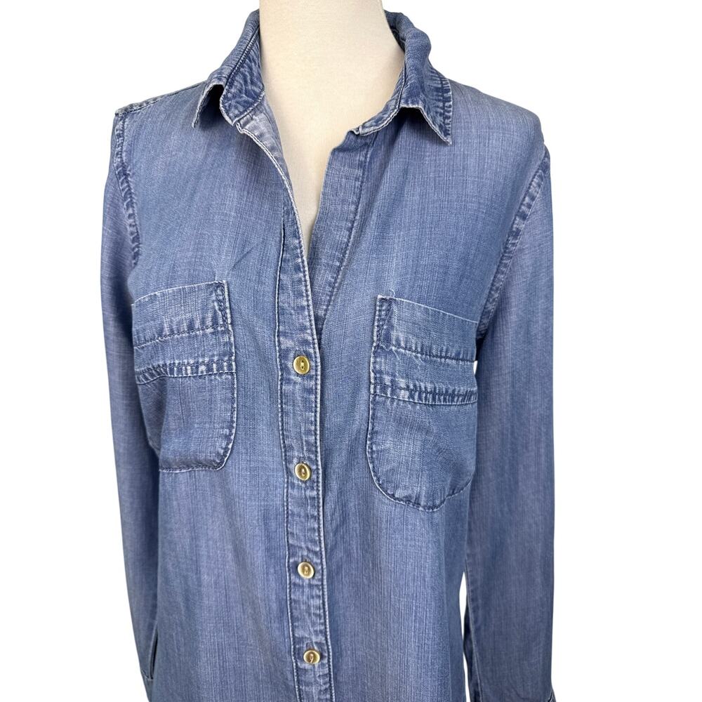 Cloth & Stone Anthro Chambray Shirt Dress XS Button Front Tunic - Picture 3 of 8